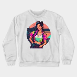 Chroma Couture Color Pop Cyberpunk Woman Crewneck Sweatshirt